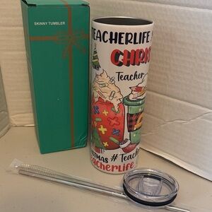 Christmas Teacherlife Skinny Tumbler
